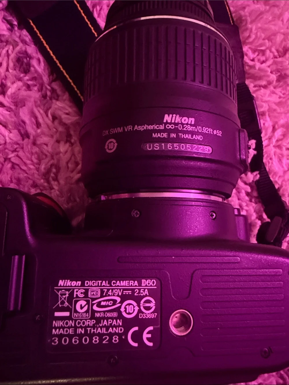 Nikon D60 DSLR Camera - Black with Black Strap